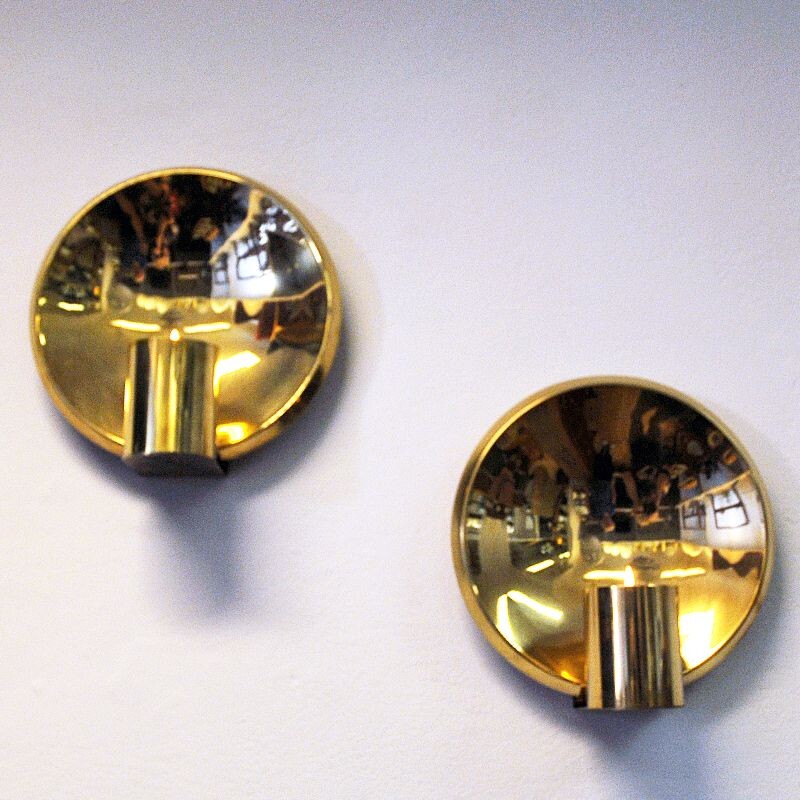 Norwegian pair of vintage brass wall candleholders by Colseth, 1960s
