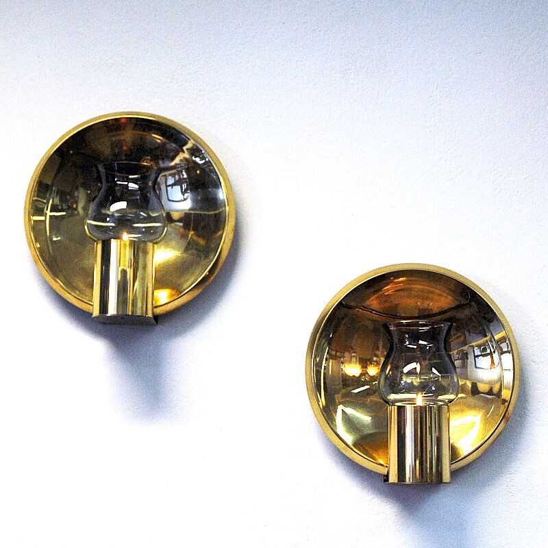 Norwegian pair of vintage brass wall candleholders by Colseth, 1960s