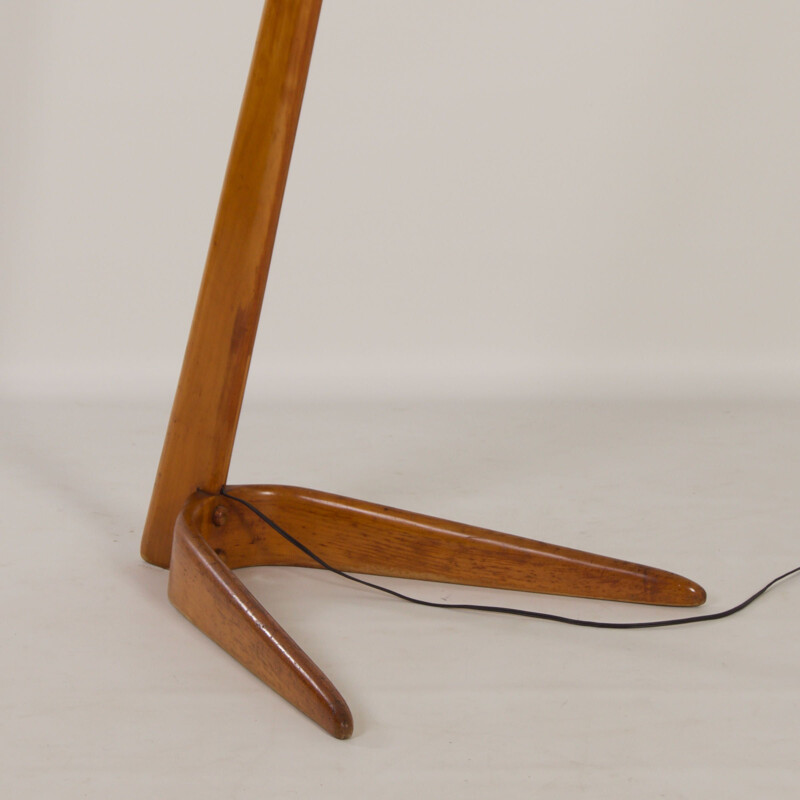 Vintage organic birch wood floor lamp, 1960