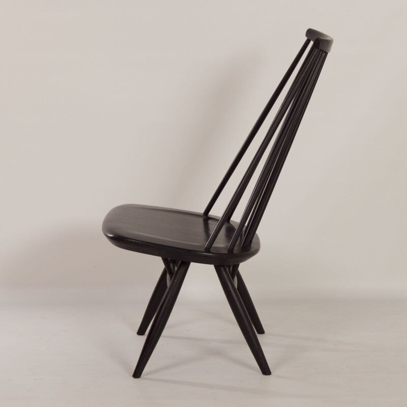 Vintage zwarte mademoiselle stoel van Ilmari Tapiovaara voor Asko, 1960