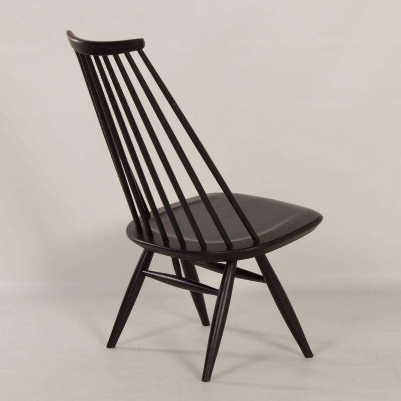 Vintage zwarte mademoiselle stoel van Ilmari Tapiovaara voor Asko, 1960