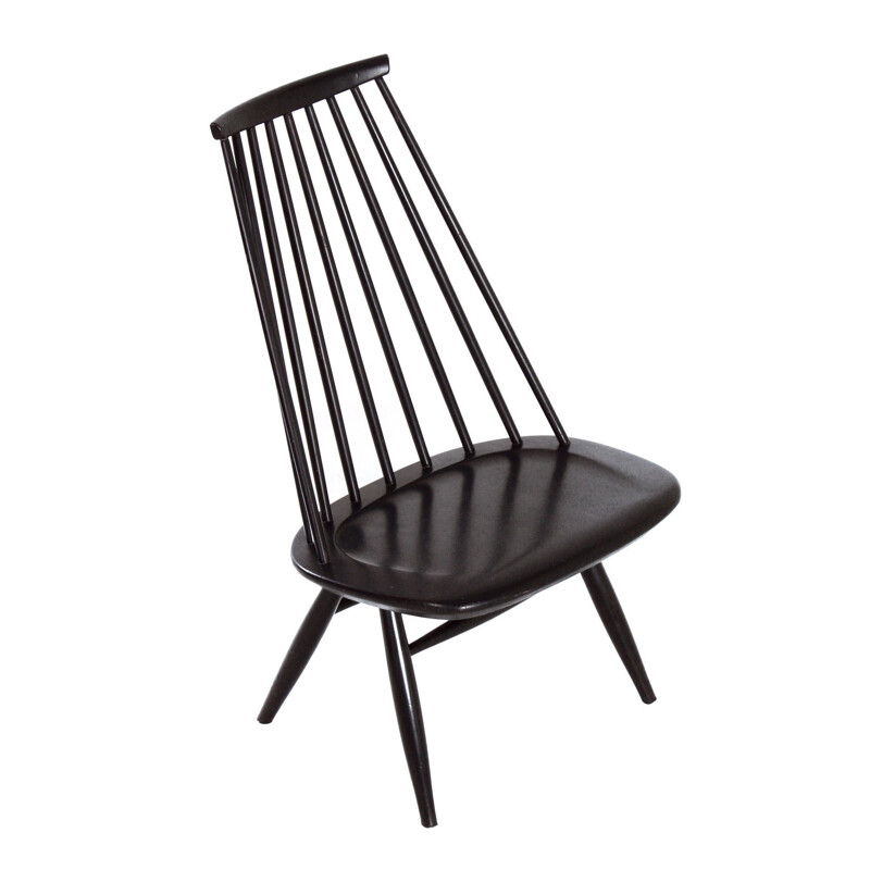 Silla mademoiselle negra vintage de Ilmari Tapiovaara para Asko, 1960