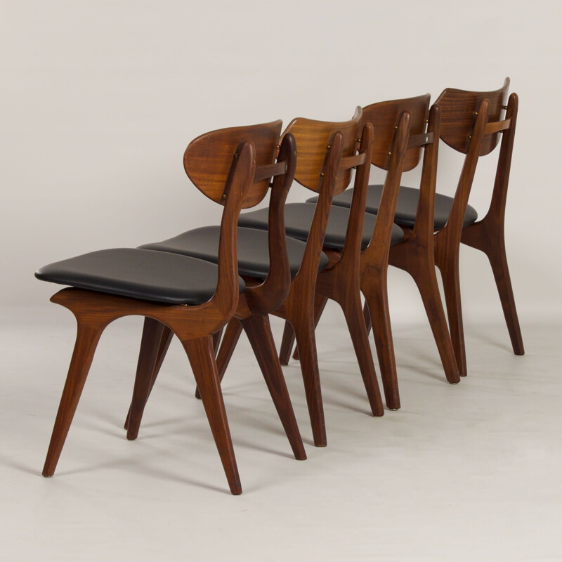 Set of 4 vintage teak dining chairs by Louis van Teeffelen for Awa, 1960s