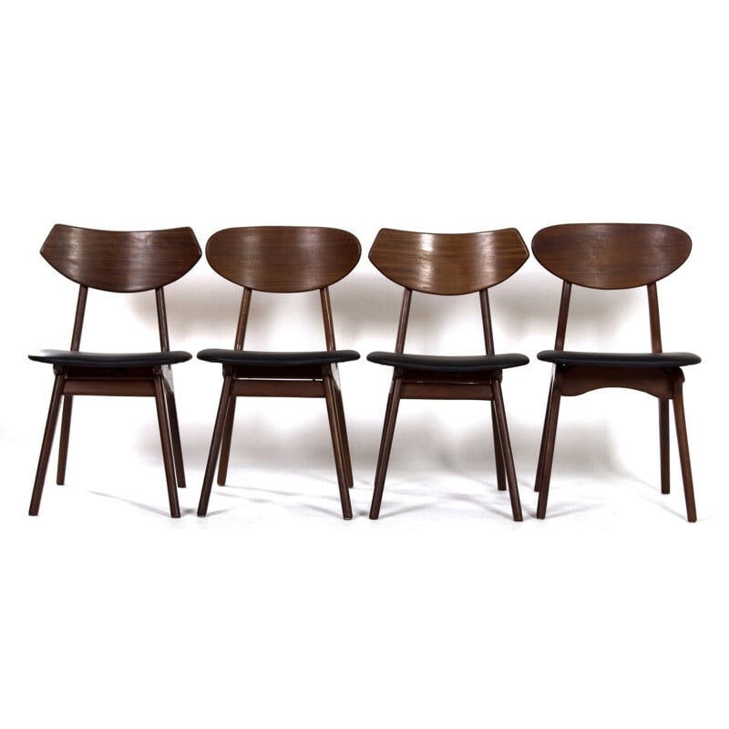 Set of 4 vintage teak dining chairs by Louis van Teeffelen for Awa, 1960s