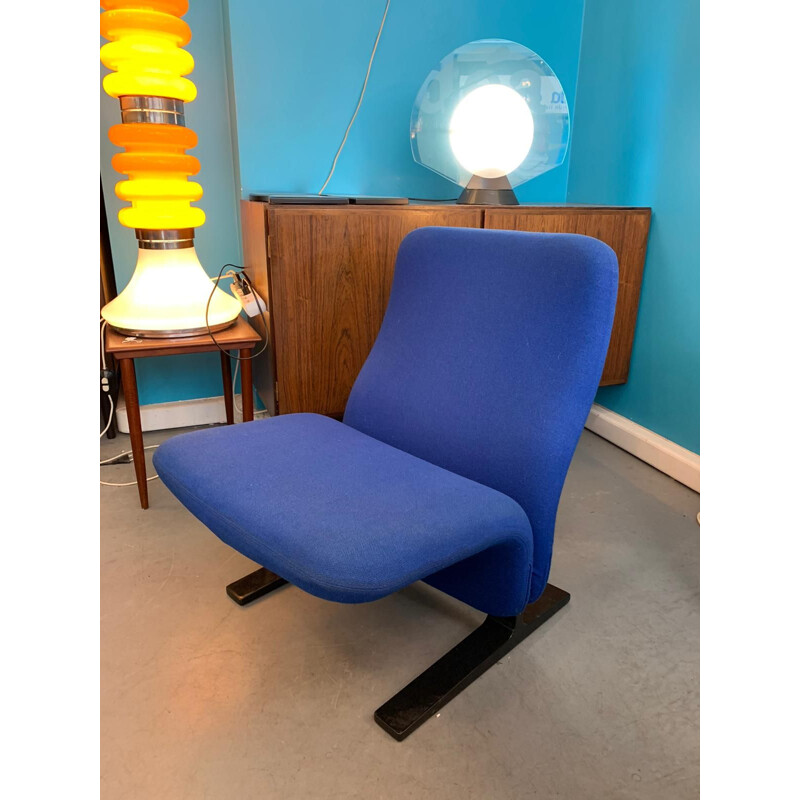 Vintage Concorde navy blue armchair by Pierre Paulin