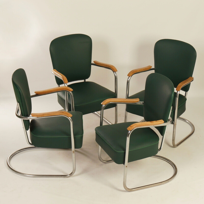 Mid-century luxury armchair 2154 by Paul Schuitema for Fana Metaal, 1930s