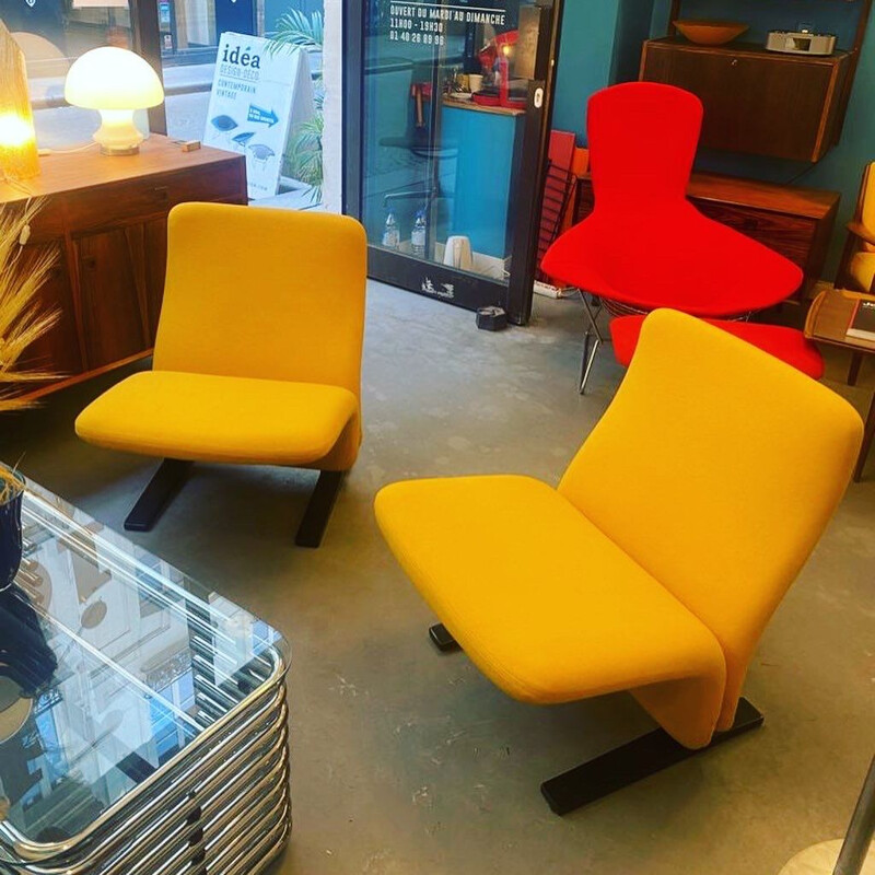 Vintage yellow armchair by Pierre Paulin