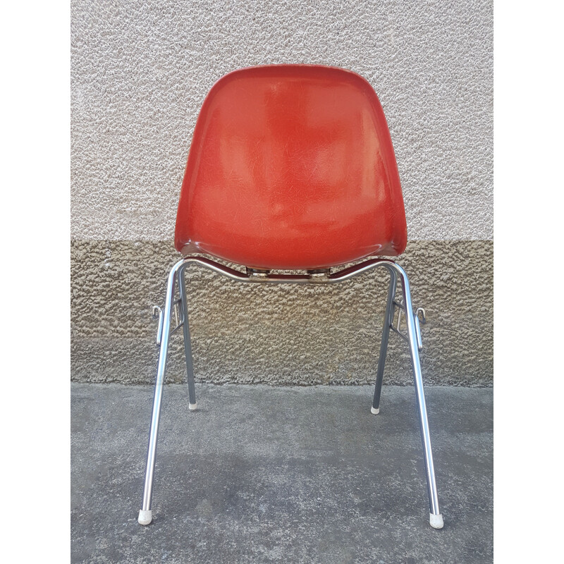 Vintage DSS oranje stoel van Charles en Ray Eames voor Herman Miller, 1960