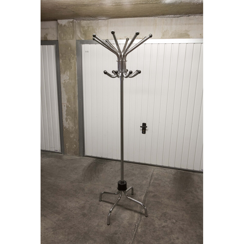 Vintage parrot coat rack in chrome plated metal, 1960