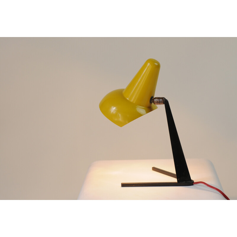 French table lamp in yellow metal and sheet steel - 1950s