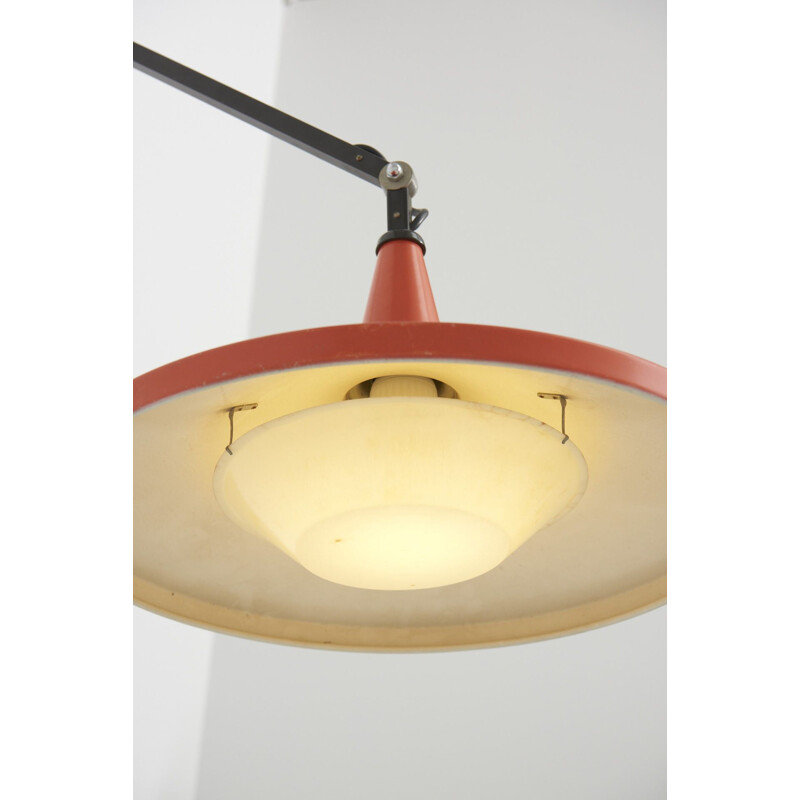 Mid-century 'Panama' wall lamp in red by Wim Rietveld for Gispen, Netherlands 1950's