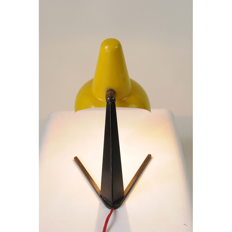 French table lamp in yellow metal and sheet steel - 1950s