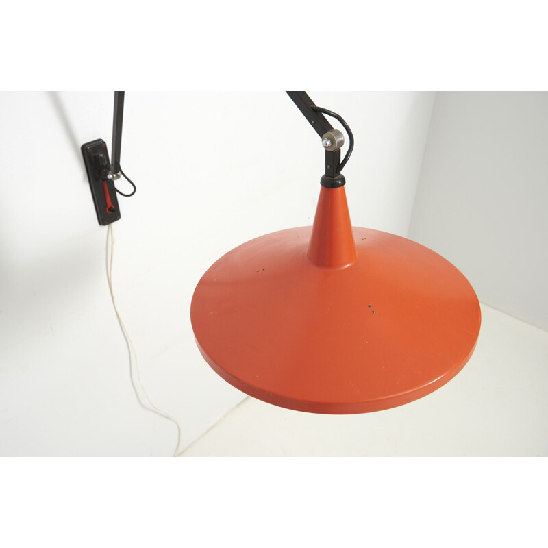Mid-century 'Panama' wall lamp in red by Wim Rietveld for Gispen, Netherlands 1950's