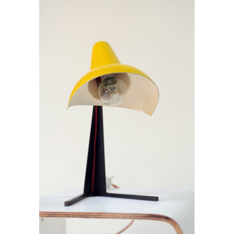 French table lamp in yellow metal and sheet steel - 1950s