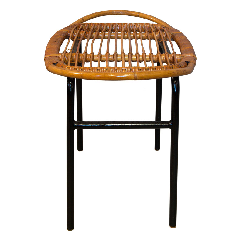 Mid-century rattan stool by Alan Fuchs for Experimental Housing Project Invalidovna, Prague 1961s