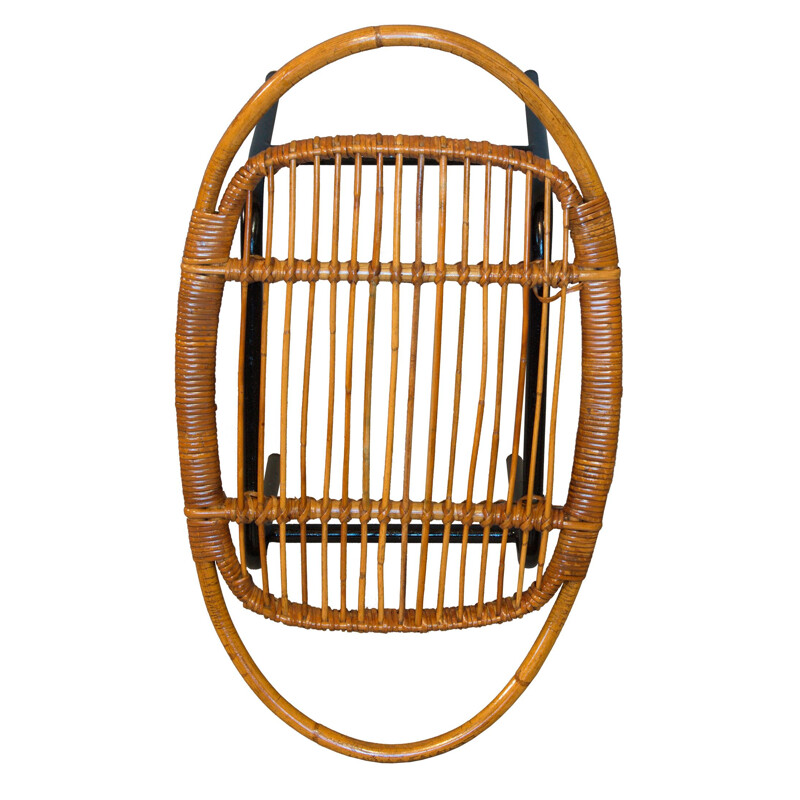 Mid-century rattan stool by Alan Fuchs for Experimental Housing Project Invalidovna, Prague 1961s