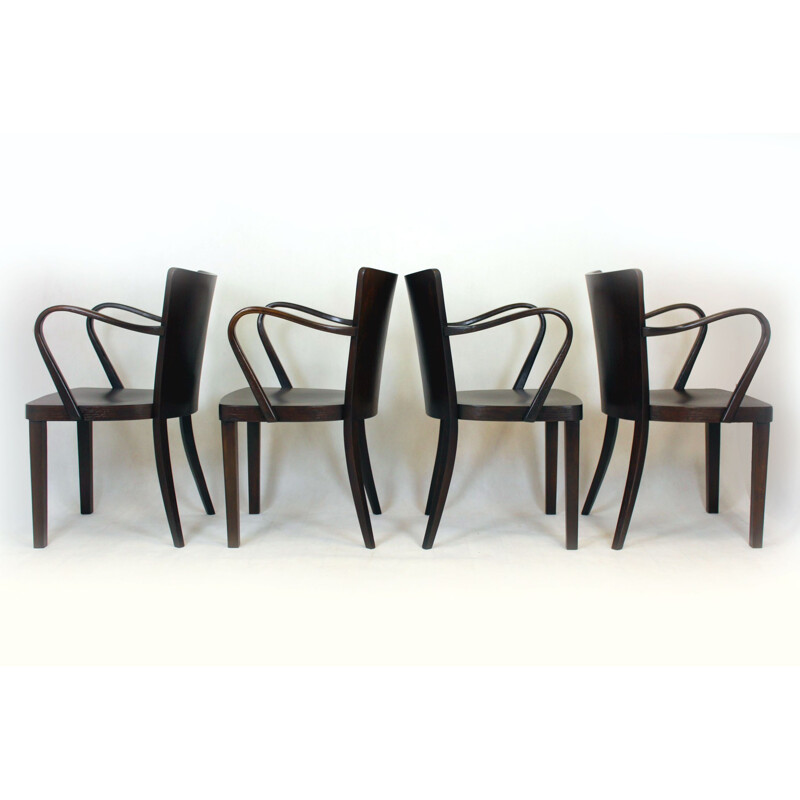 Ensemble de 4 fauteuils vintage B47 en bois courbé de Michael Thonet, 1930