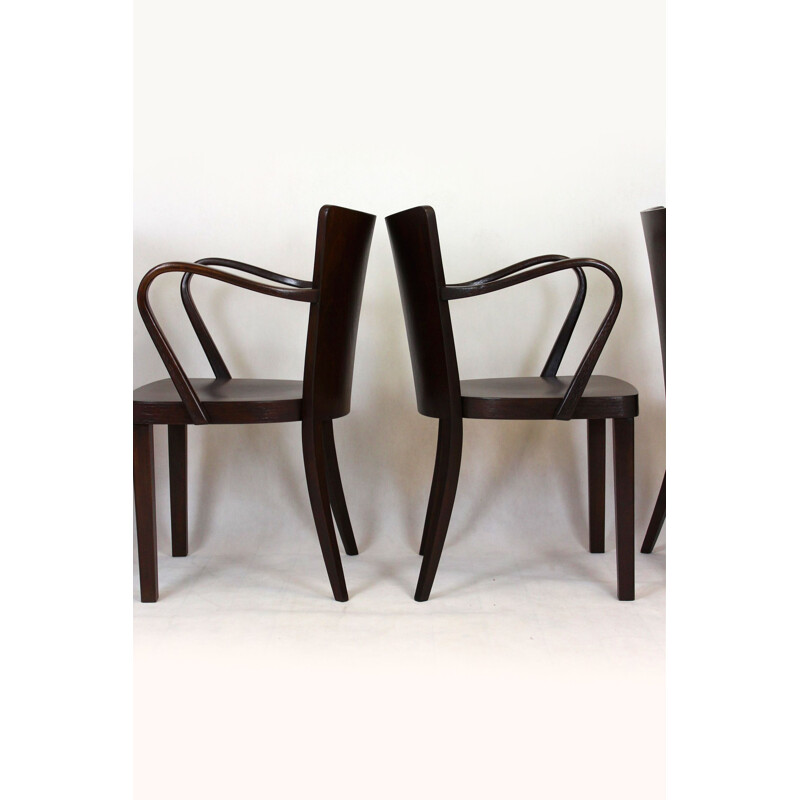 Set of 4 vintage bentwood B47 armhairs by Michael Thonet, 1930s