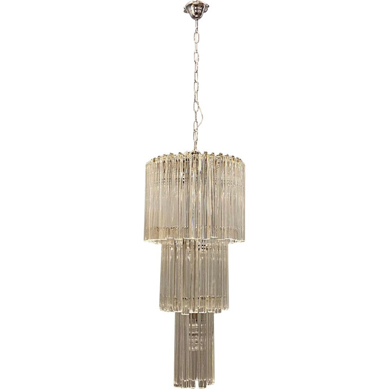 Vintage prism chandelier in Murano glass by Paolo Venini