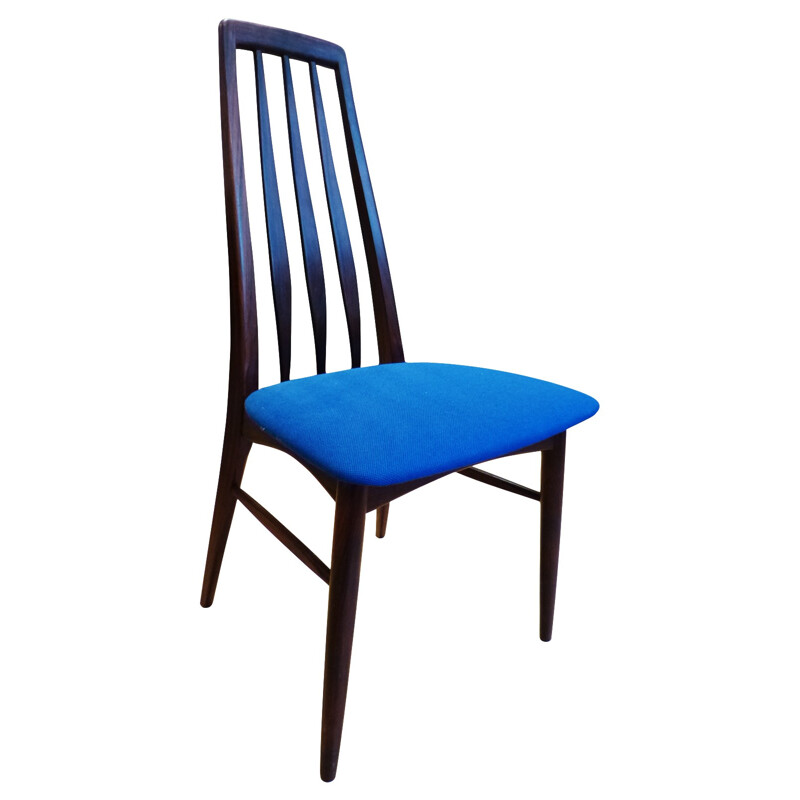 4 Scandinavian blue "EVA"  chairs made of teak, Niels KOEFOEDS - 1960s