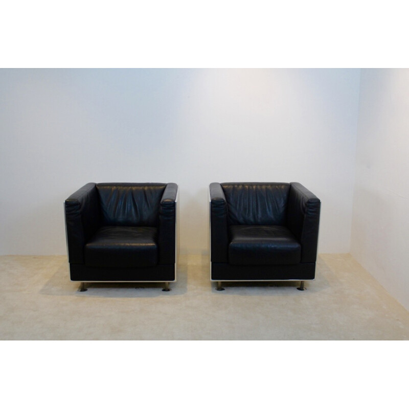 Pair of Matteo Grassi armchairs in aluminium, Kunihide Oshinomi - 1980s