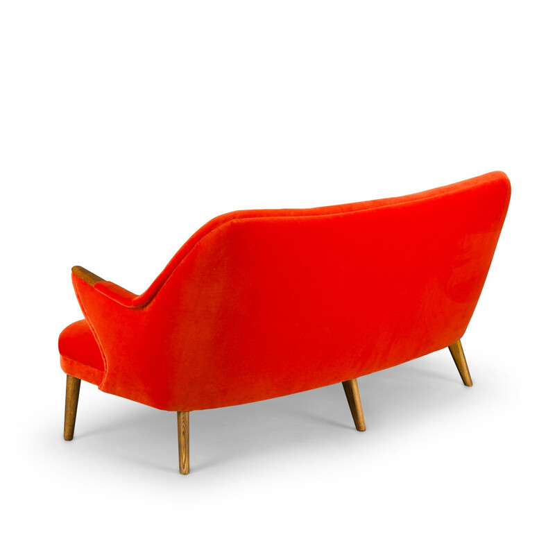 Orangefarbenes Vintage 3-Sitzer-Sofa aus Samt für CFC Silkeborg, 1960