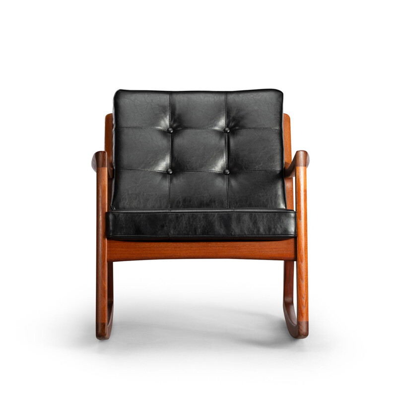 Fauteuil Senator à bascule design danois vintage par Ole Wanscher pour France & Søn, 1950