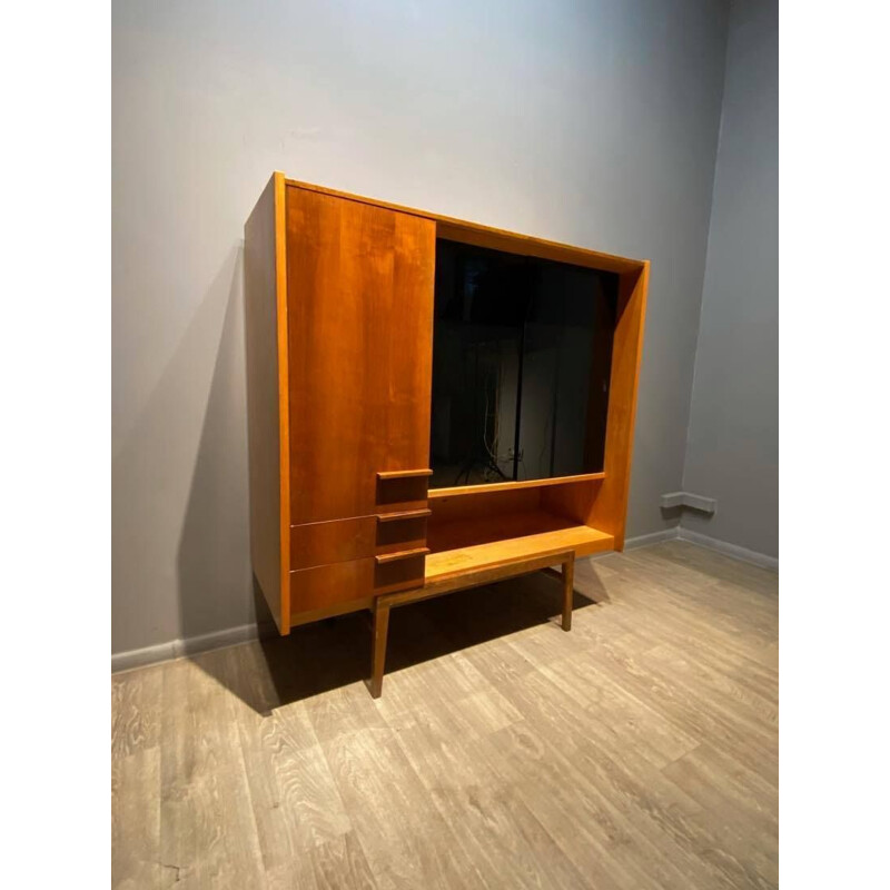 Minimalist vintage bookcase in beech wood Prerov, Czechoslovakia 1960