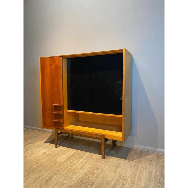 Minimalist vintage bookcase in beech wood Prerov, Czechoslovakia 1960