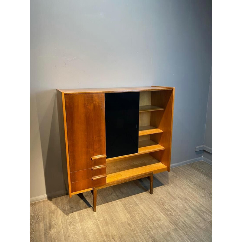 Minimalist vintage bookcase in beech wood Prerov, Czechoslovakia 1960