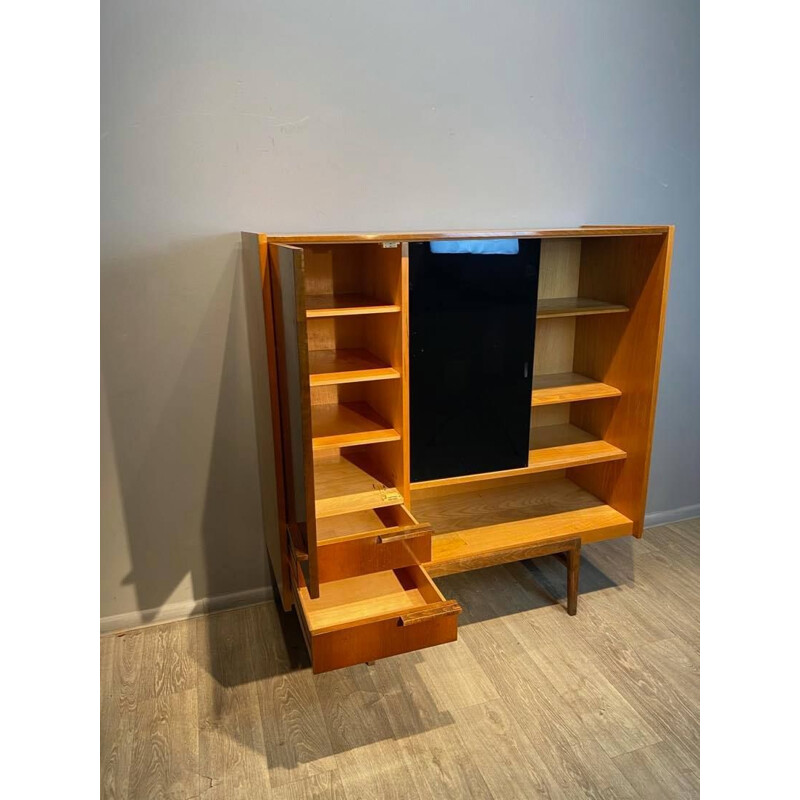 Minimalist vintage bookcase in beech wood Prerov, Czechoslovakia 1960