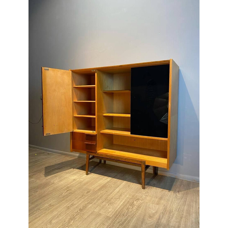 Minimalist vintage bookcase in beech wood Prerov, Czechoslovakia 1960