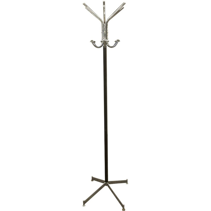 Mid-century industrial parrot coat rack, chrome and black, 1960