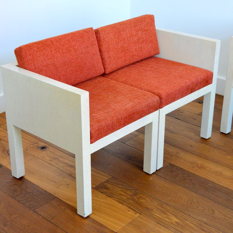 Set of 4 vintage cubic chairs, 1980