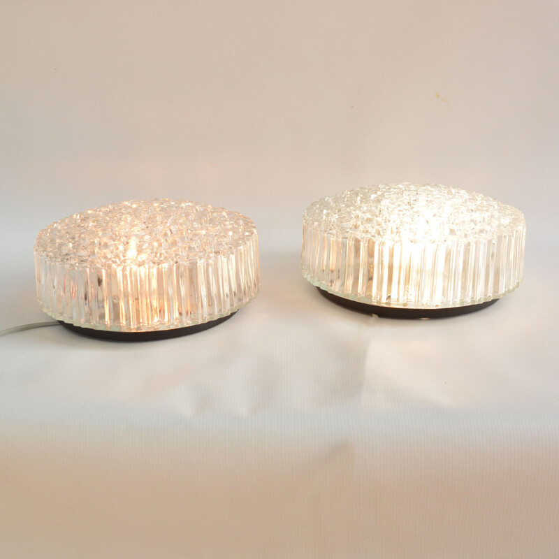 2 vintage wall lamps by H. Tynell Glashütte Limburg, Germany 1970s
