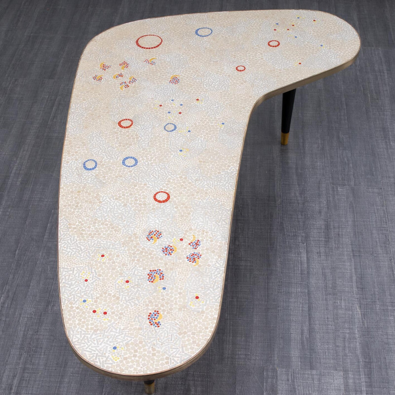 Table basse "Boomerang" en mosaïque - années 50