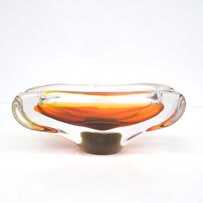 Mid-century colorful glass ashtray by M. Velíšková, Czechoslovakia 1960s