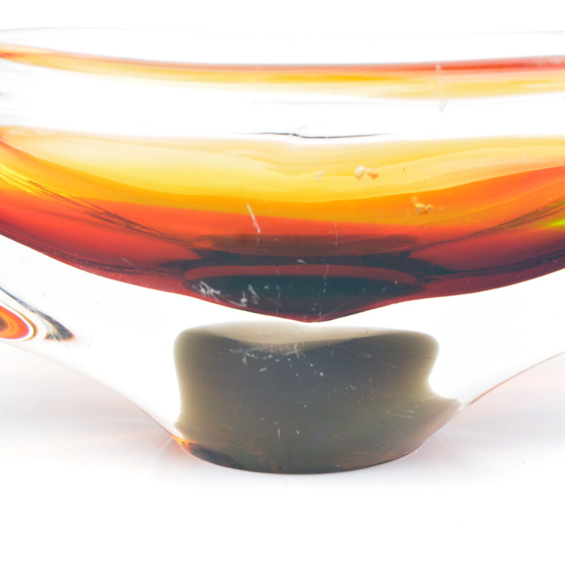 Mid-century colorful glass ashtray by M. Velíšková, Czechoslovakia 1960s