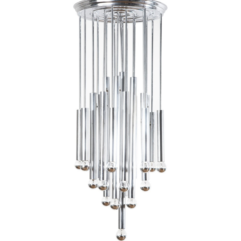 Chandelier with cylindrical metal elements - 1960s