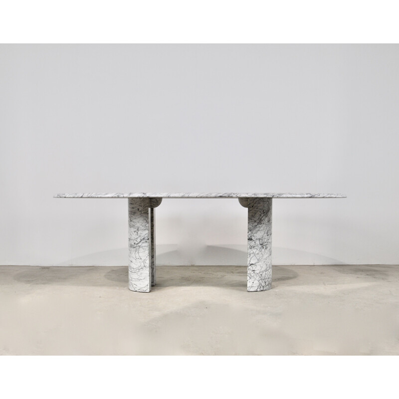 Vintage table in Carrara marble for Charles Year, 1970