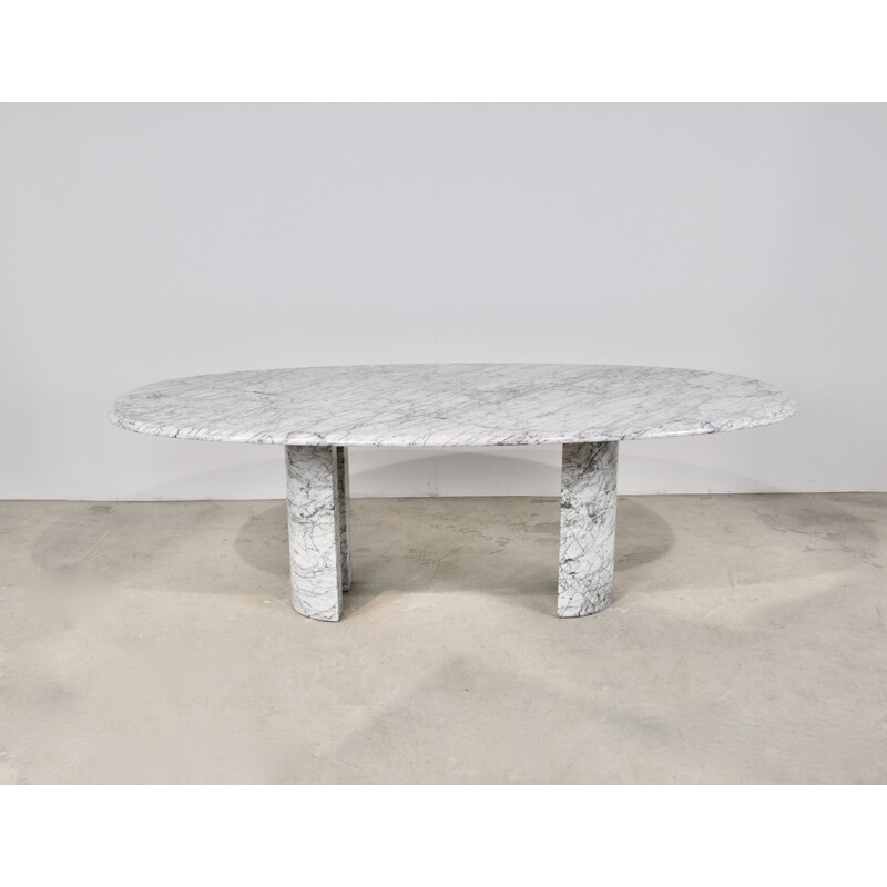 Vintage table in Carrara marble for Charles Year, 1970