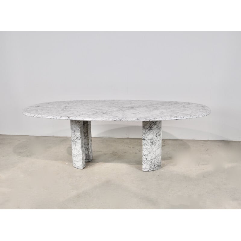 Vintage table in Carrara marble for Charles Year, 1970