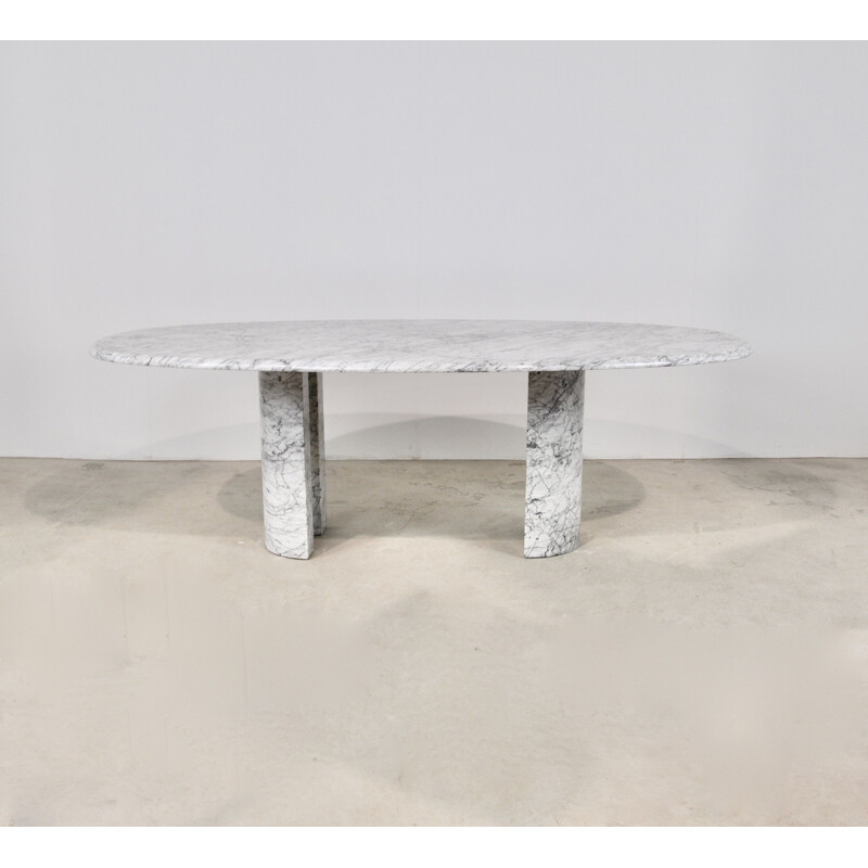 Table vintage en marbre de carrare pour la Maison Charles Year, 1970
