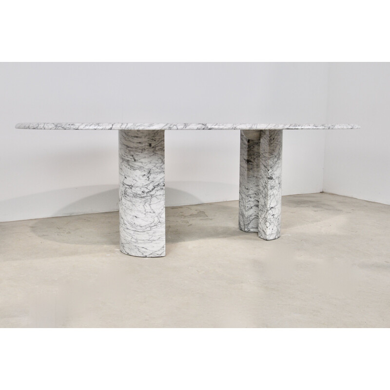 Vintage table in Carrara marble for Charles Year, 1970