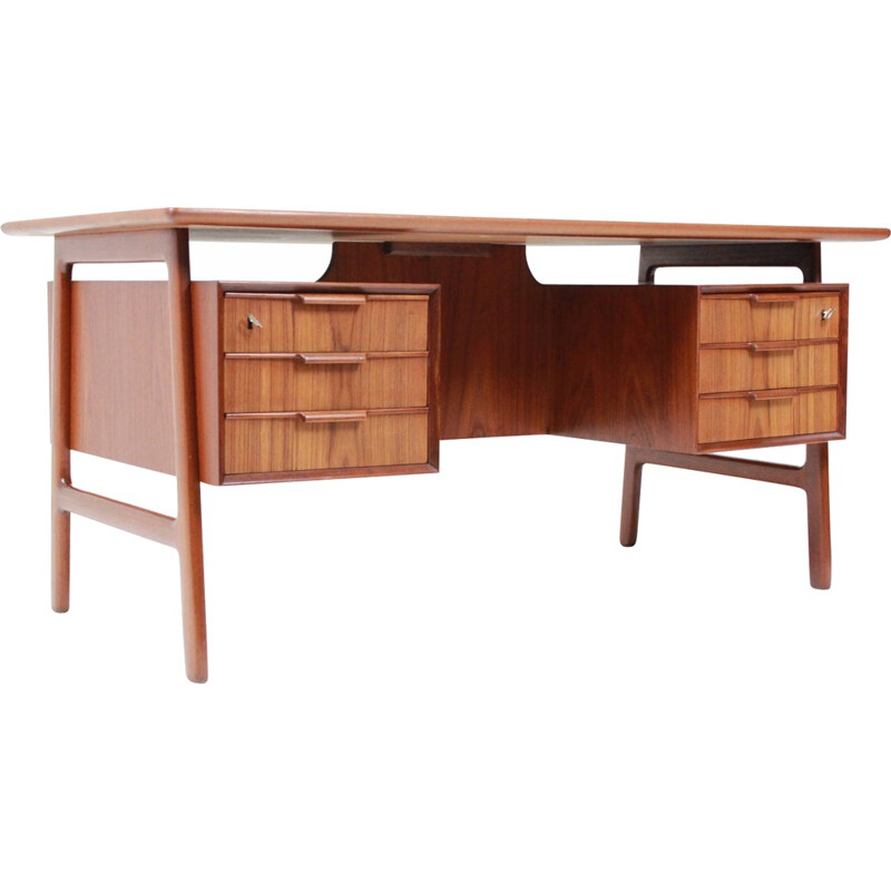 Mid-century Omann Jun's Mobelfabrik desk in teak, Gunni OMANN - 1960s