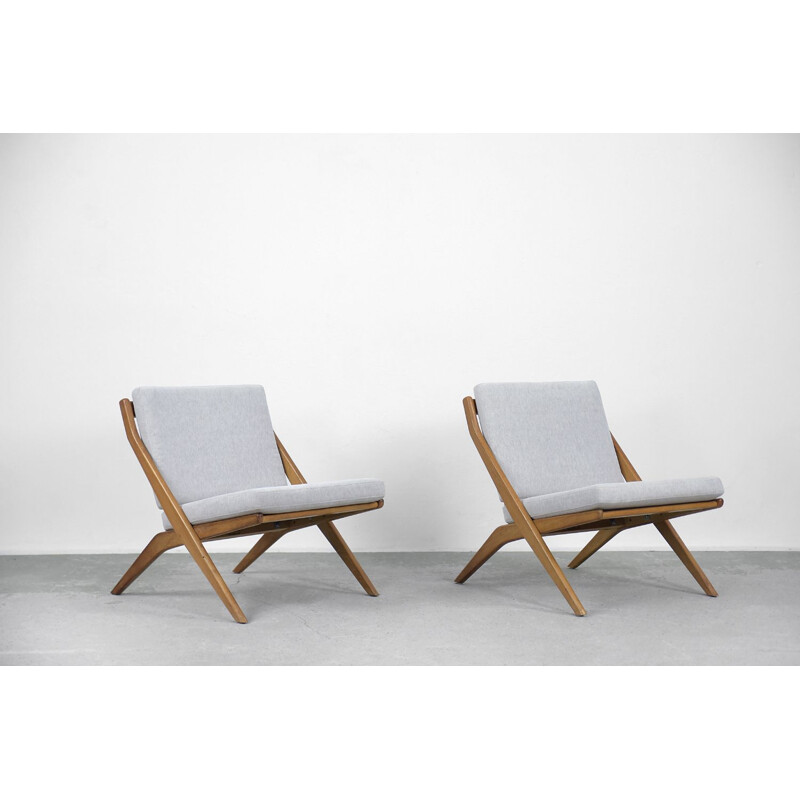 Mid-century set of 2 swedish scissors chairs by Folke Ohlsson for Bodafors, 1960s