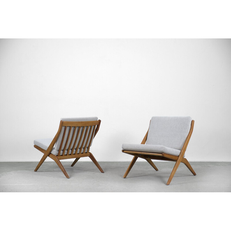 2 chaises ciseaux suédoises vintage par Folke Ohlsson pour Bodafors, 1960