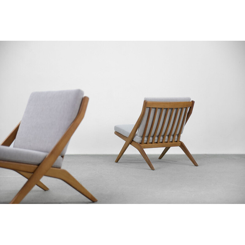2 chaises ciseaux suédoises vintage par Folke Ohlsson pour Bodafors, 1960