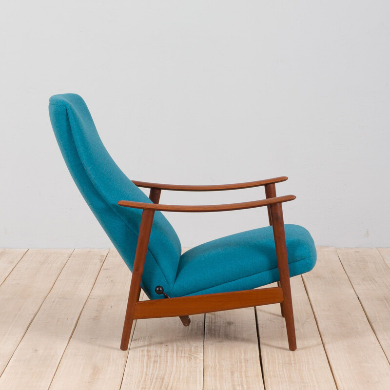 Scandinavisch moderne vintage teakhouten schommelstoel met hoge rugleuning van Arnt Lande, 1960