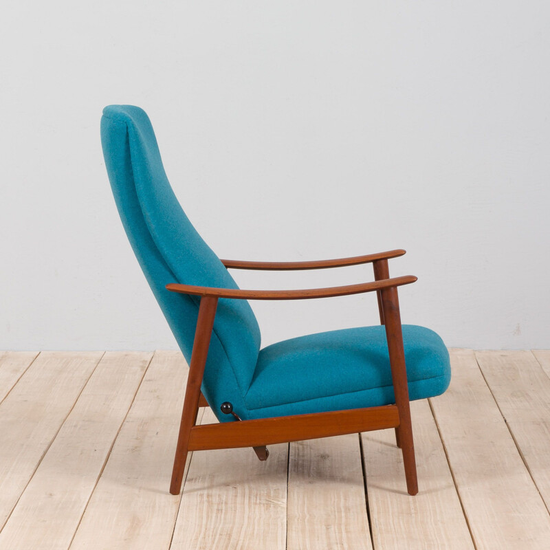 Vintage scandinavian modern high back teak rocker recliner chair by Arnt Lande, 1960s